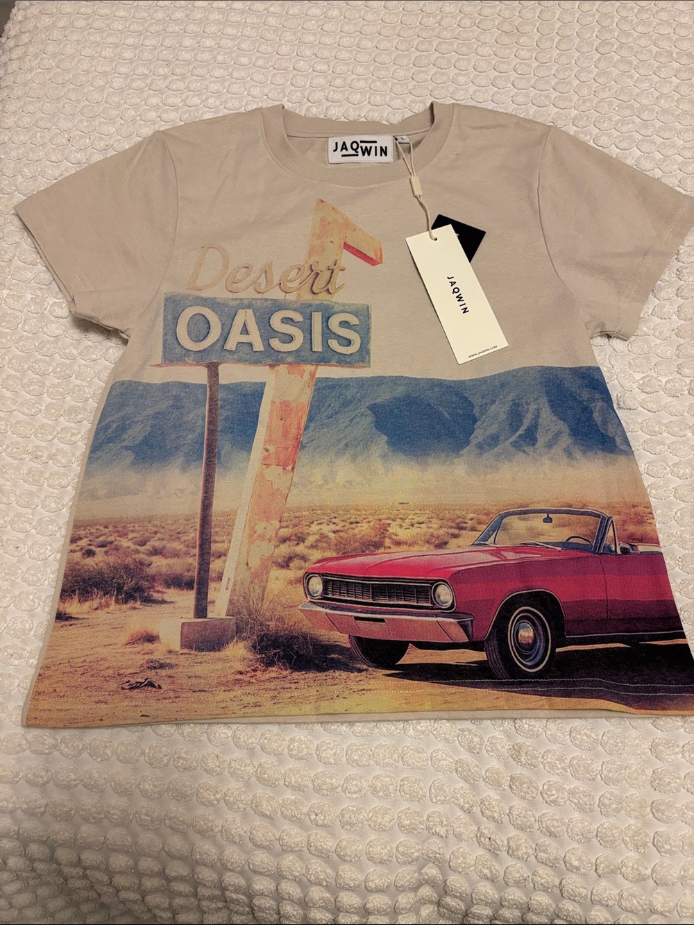Kids' Desert Oasis Graphic Tee in Beige with Red Car